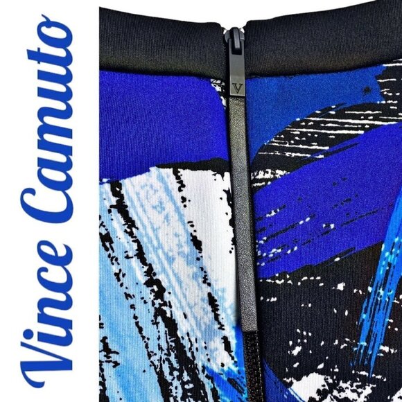 NWT VINCE CAMUTO Art Inspired Bright Blue Brushstroke Mini Sheath Dress, Size 8 - Picture 7 of 10